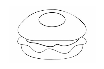 Simple black outline of a hamburger food drawing