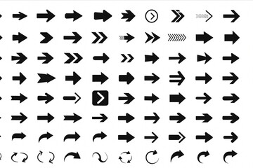A set of 100 black Arrows icons . Arrow icon. Arrow vector collection. Arrow. Cursor. Modern simple arrows. Vector illustration.