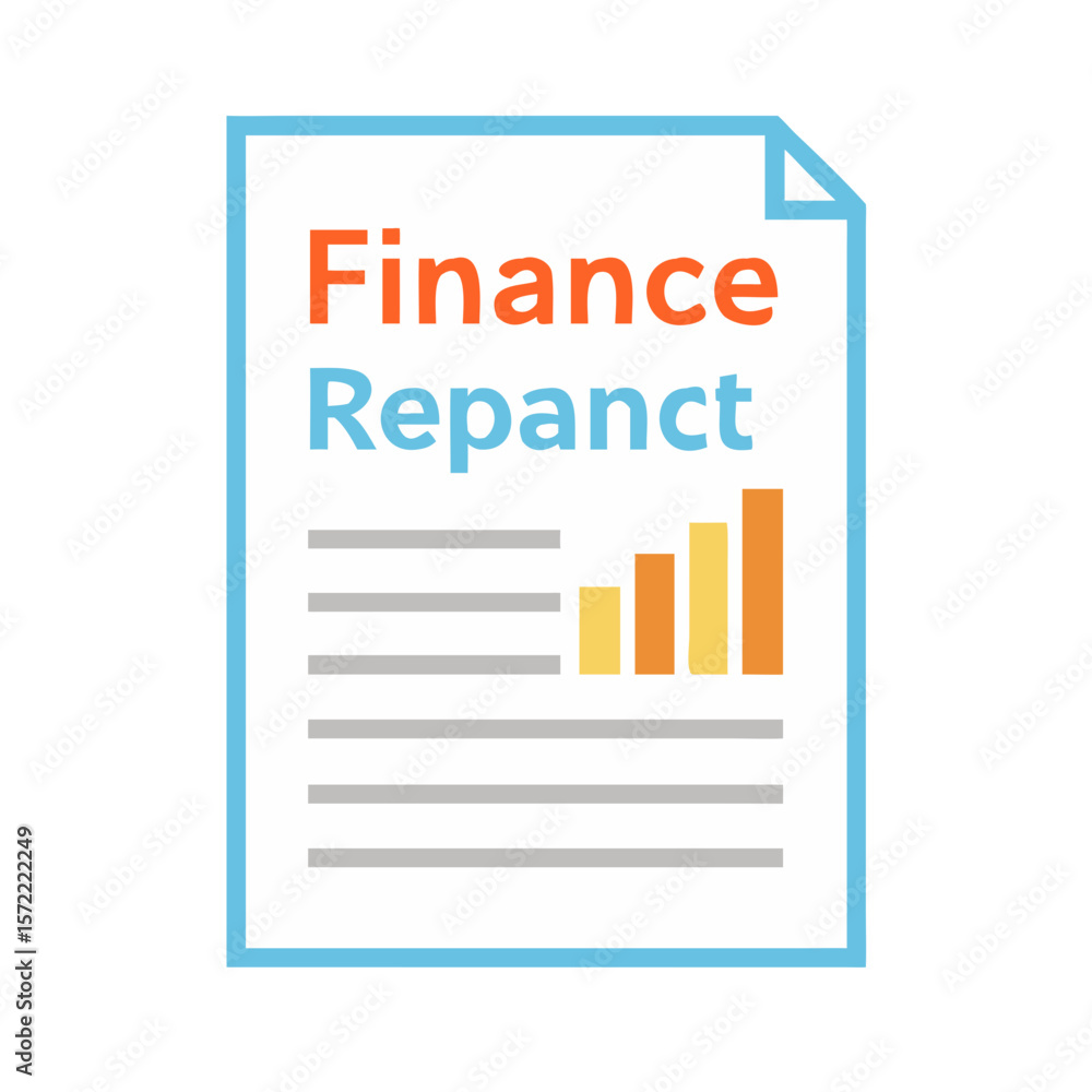 Aufkleber finance report with bar chart and text document data