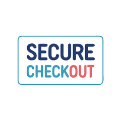 Secure checkout text with blue and pink lettering vector