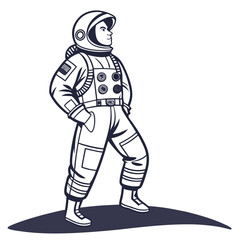 Astronaut standing on white background space exploration