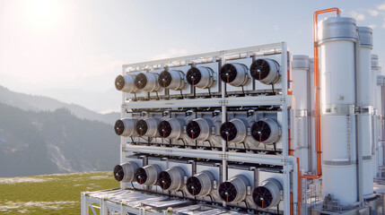 Direct air capture plant at sunrise in desert environment