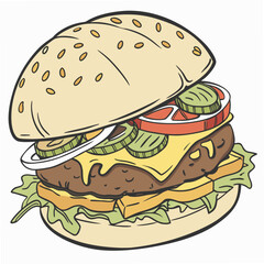 Delicious Burger with Fresh Ingredients hamburger fast food