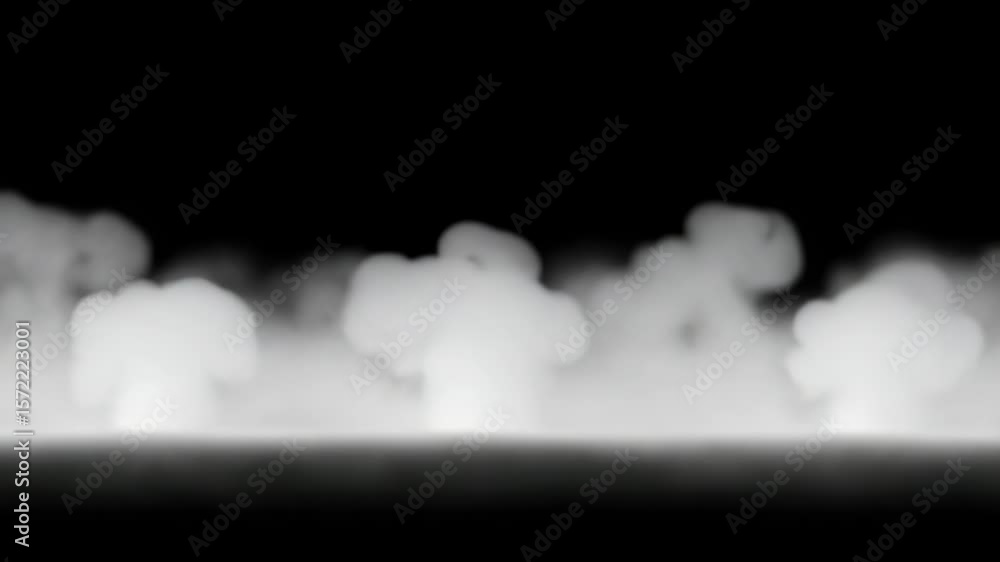 Poster a wispy layer of white smoke gently drifts across a stark black background, creating an ethereal and