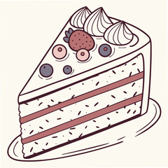 Delicious layered cake slice with berries and cream dessert sweet