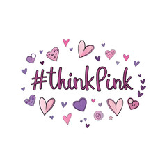 ThinkPink Heart Pattern Transparent PNG for Breast Cancer Awareness