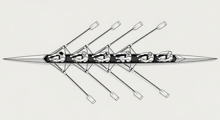 Overhead View of a Rowing Eight Boat Teamwork, Competition, and Endurance