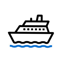 Fototapeta premium Blue Wavy Water Line Silhouette wave ocean