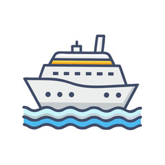 Obraz premium White cruise ship sailing on blue waves ocean liner passenger ship