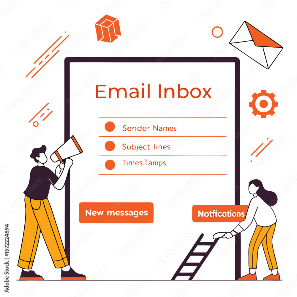 Aufkleber email inbox interface with people and notifications sender