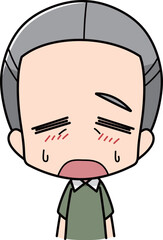 顔が火照る高齢男性のイラスト