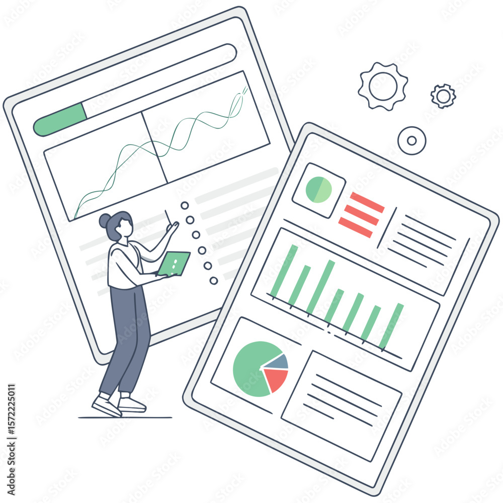 Poster business analytics with charts and graphs data