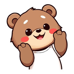 A cute lovely joyful bear with white t-shirt on illustration cartoon character