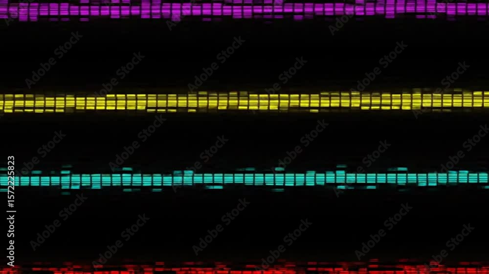 Aufkleber colorful horizontal lines with a black background and small rectangular shapes in various colors