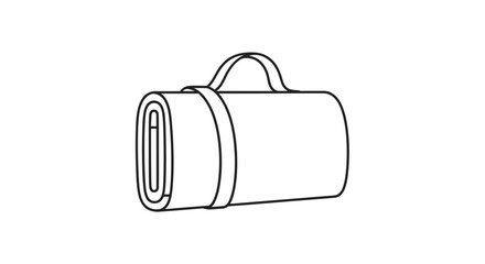 Rolled yoga mat with handle line illustration