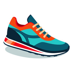 Teal orange and navy blue running shoe athletic shoe sneaker