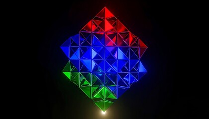 Geometric, glowing, multifaceted cube