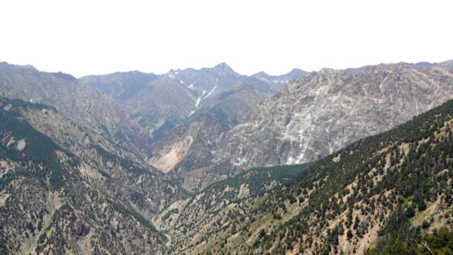 Chitral Gol National Park Mountains with Copy Text Space. Majestic Himalayan Landscape Element for Travel Posters, Nature Illustrations, and Scenic Design Projects. PNG File
