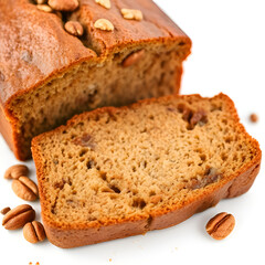 Sliced Brown Bread Loaf – Fresh Baked Pastry Isolated on White Background

