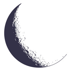 Crescent moon with textured surface celestial space