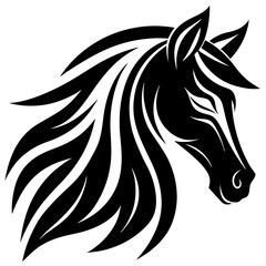 Fototapeta premium Stylized black horse head silhouette with flowing mane