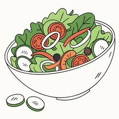 Fresh Salad Bowl with Vegetables and Olives healthy
