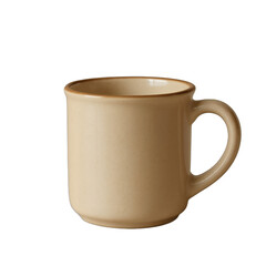 Minimalist Beige Ceramic cup isolated on white. Teacup Illustration.