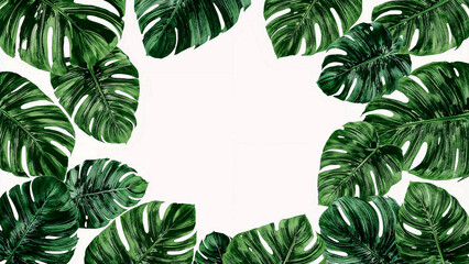 Obraz premium Vibrant tropical leaf circle frame design