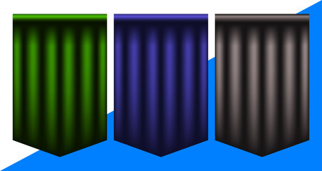 Vertical Striped Banners Green, Blue, Black - Vector Illustration