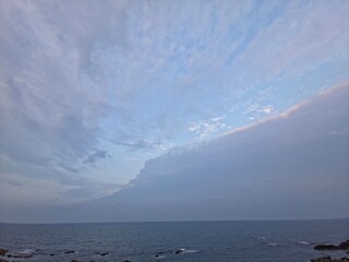 Peaceful natural landscape, sky and sea and clouds calm and beautiful seascape background, Yeongdeok sea, South Korea - 평화로운 자연 풍경, 수평선, 하늘과 바다와 구름 고요하고 아름다운 바다 풍경 배경, 영덕바다, 한국