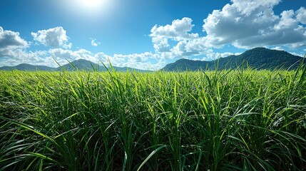Serene Grassland Under a Sunny Sky