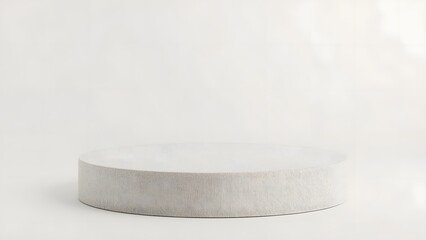 Minimalist textured cylindrical podium or pedestal on a clean white background