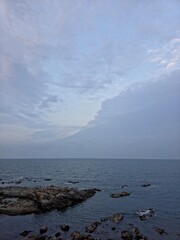 Peaceful natural landscape, sky and sea and clouds calm and beautiful seascape background, Yeongdeok sea, South Korea - 평화로운 자연 풍경, 수평선, 하늘과 바다와 구름 고요하고 아름다운 바다 풍경 배경, 영덕바다, 한국