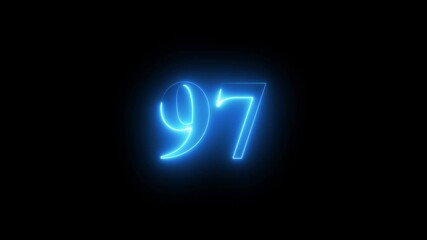 neon glowing red text 97 number sign icon animation on a black background. Abstract glowing neon text 97 number.
black background 4k animation. Neon number 97 with Energy red neon 97 number. - Powered by Adobe