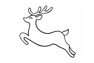 Leaping reindeer outline festive animal black and white
