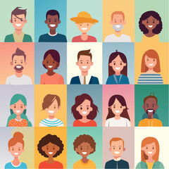 Fototapeta premium collection of head shots featuring a diverse range of smiling individuals