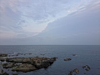 Peaceful natural landscape, sky and sea and clouds calm and beautiful seascape background, Yeongdeok sea, South Korea - 평화로운 자연 풍경, 수평선, 하늘과 바다와 구름 고요하고 아름다운 바다 풍경 배경, 영덕바다, 한국