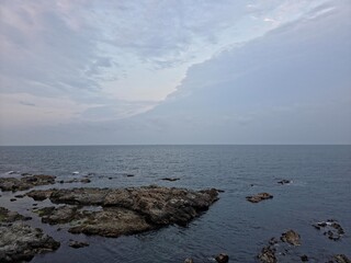 Peaceful natural landscape, sky and sea and clouds calm and beautiful seascape background, Yeongdeok sea, South Korea - 평화로운 자연 풍경, 수평선, 하늘과 바다와 구름 고요하고 아름다운 바다 풍경 배경, 영덕바다, 한국