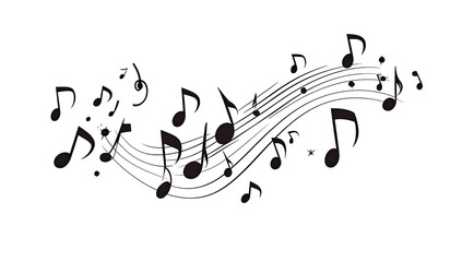 Dark abstract musical notes flowing