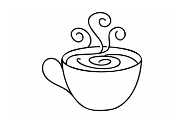 Steaming hot beverage in a cup black and white coffee