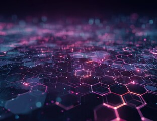Obraz premium Abstract digital network of glowing hexagons