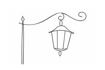 Ornate hanging lantern on decorative pole vector