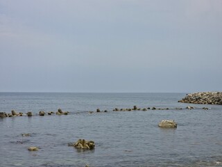 Peaceful natural landscape, sky and sea and clouds calm and beautiful seascape background, Yeongdeok sea, South Korea - 평화로운 자연 풍경, 수평선, 하늘과 바다와 구름 고요하고 아름다운 바다 풍경 배경, 영덕바다, 한국