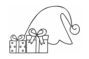 Festive gifts beneath Santa's hat Christmas Santa hat