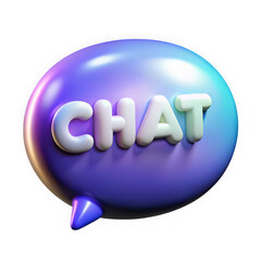 3d chat bubble with the word chat in white letters isolated on transparent background