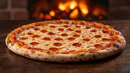 Delicious Pepperoni Pizza Freshly Baked in Oven