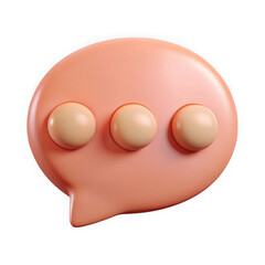 3d peach speech bubble with three dots isolated on transparent background