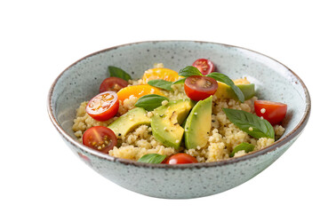 Vibrant quinoa salad with avocado and cherry tomatoes basil healthy