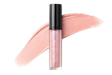 High gloss light pink lip gloss swatch cosmetic makeup