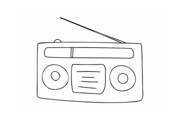 Portable radio with antenna and speakers audio sound